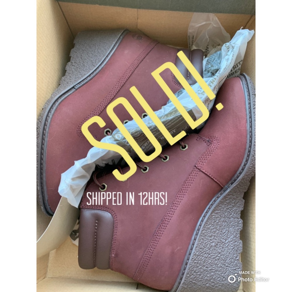 SOLD! Women’s 9.5 Red Wedge Timberlands